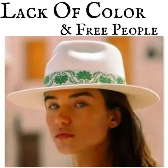 LACK OF COLOR BEVERLY IVY GREEN FEDORA WOOL WITH VINTAGE FRENCH RIBBON NWT Lack of Color Ivy Beverly Women main image 4